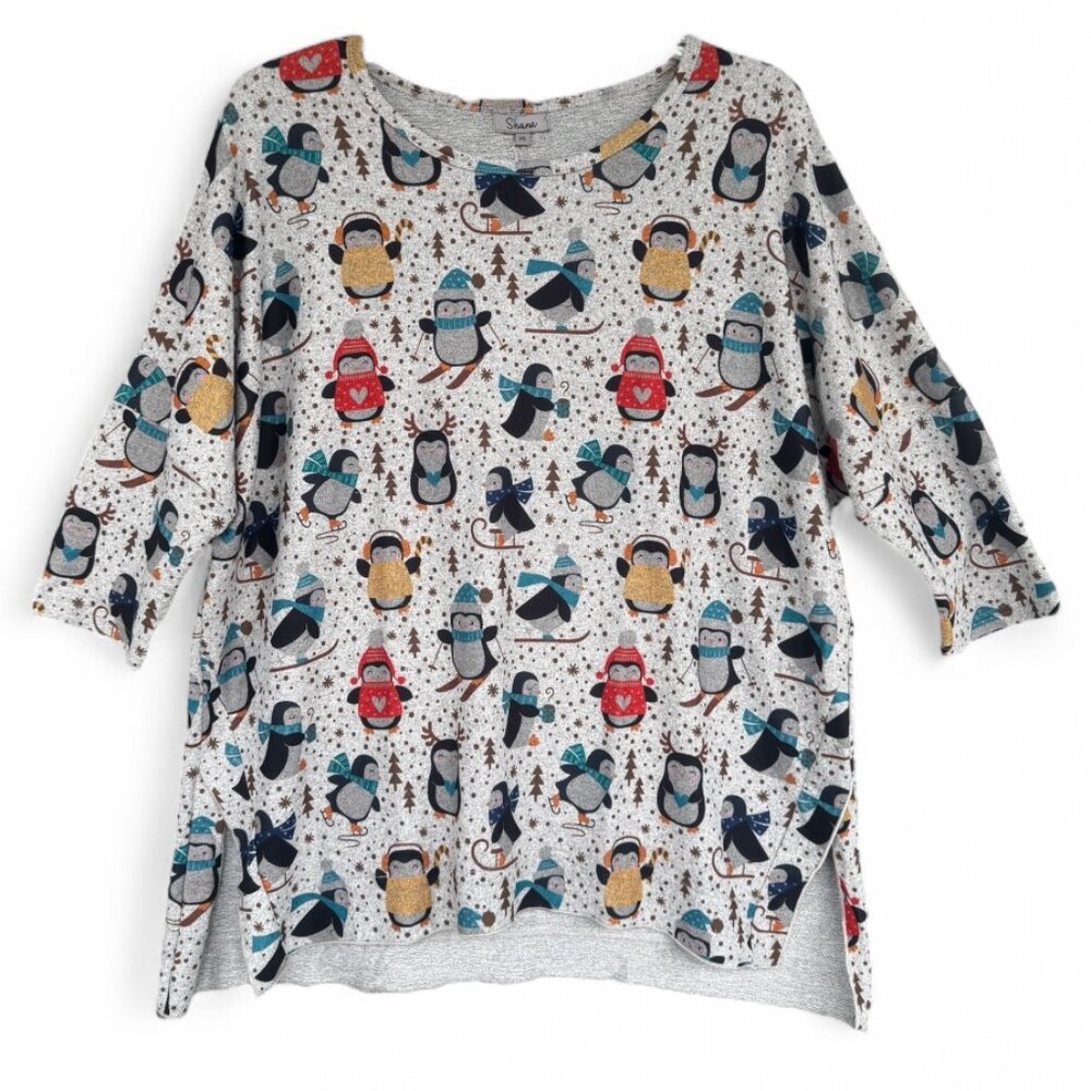 Shana Flannel Jersey Penguin Top NWT